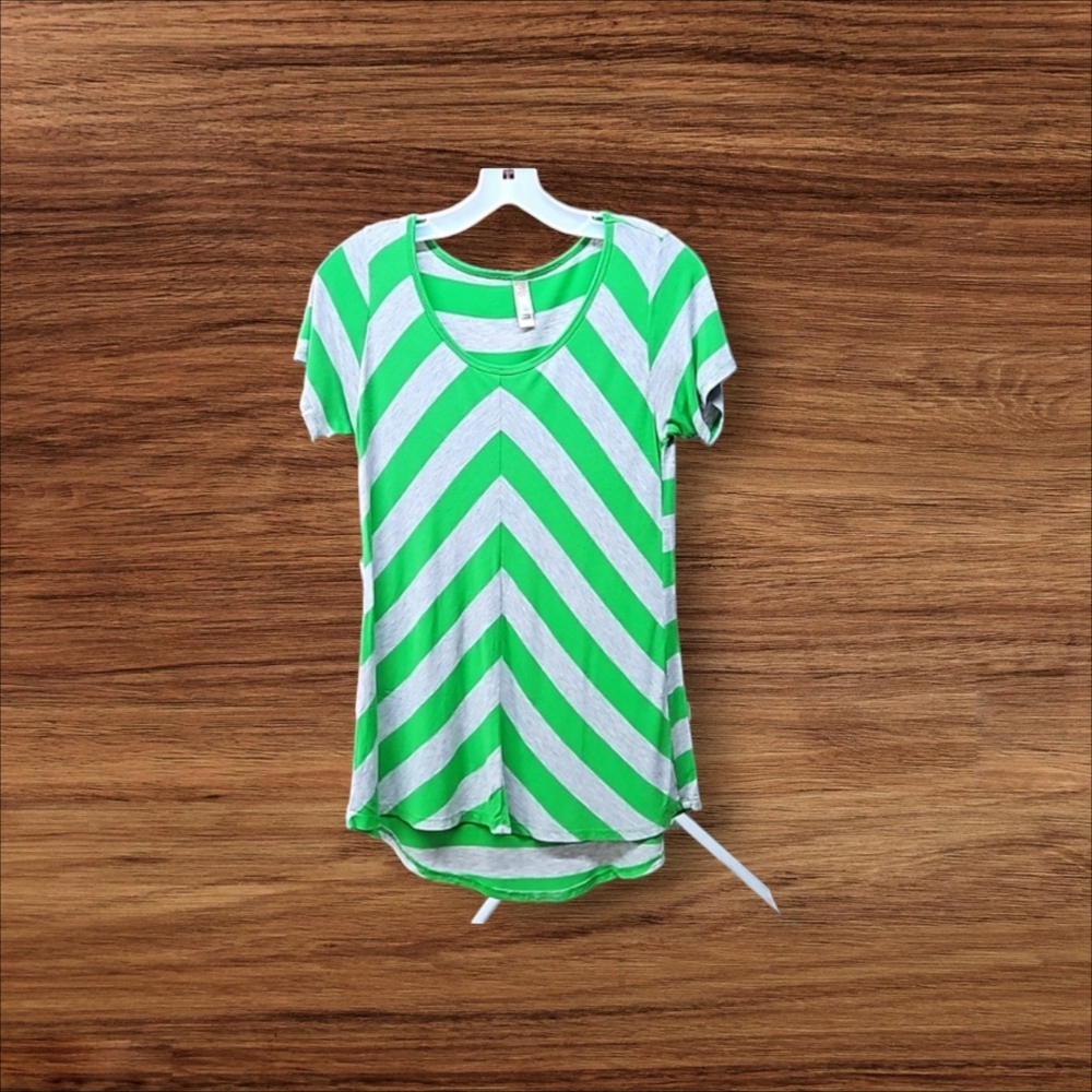 LulaRoe, Sz XS, Grey, Green, Grid Pattern, Swing Style, Simply Comfortable
